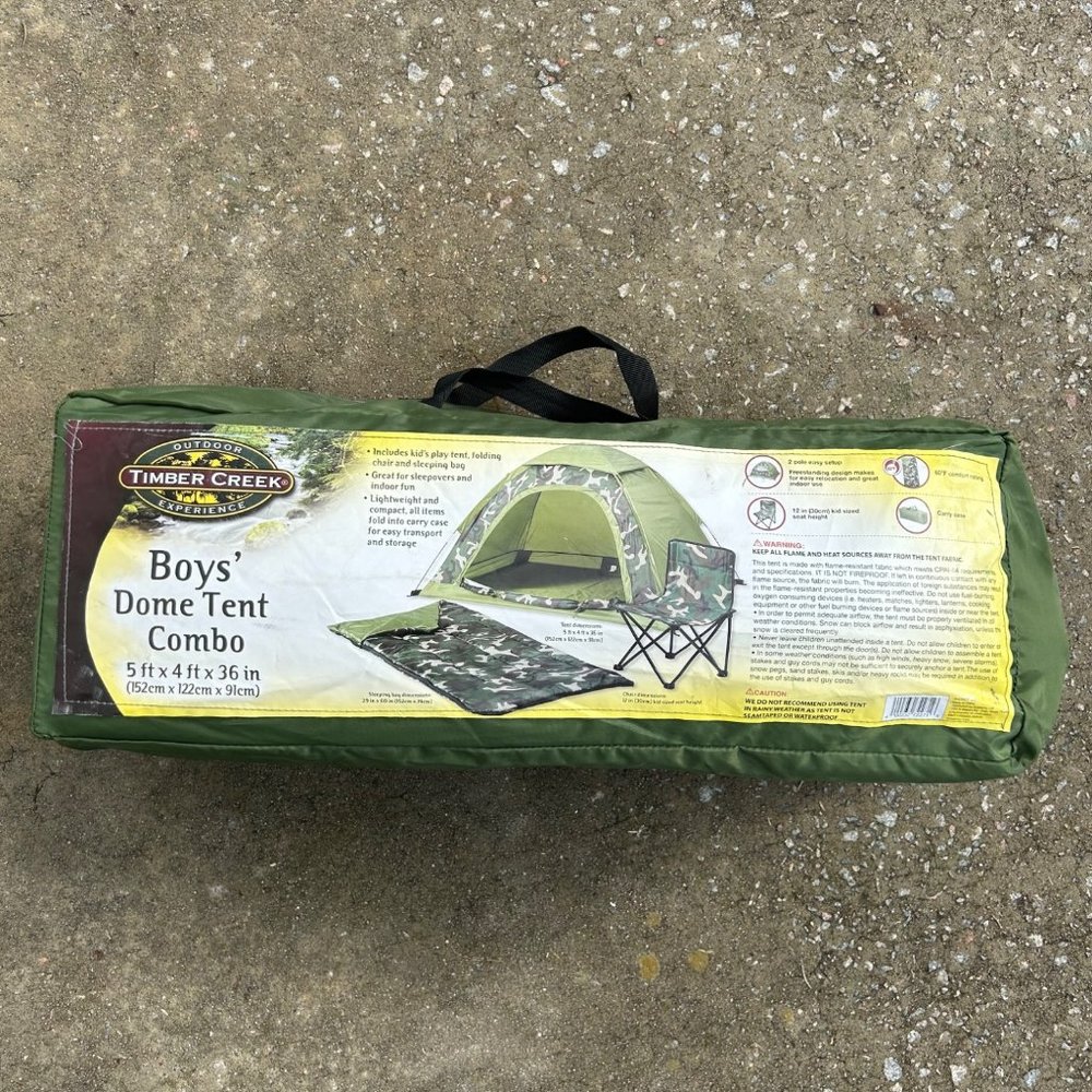 COPY - Timber Creek Boy's Boys'  5ft x 4ft x 36" Dome Tent Combo with Folding C…